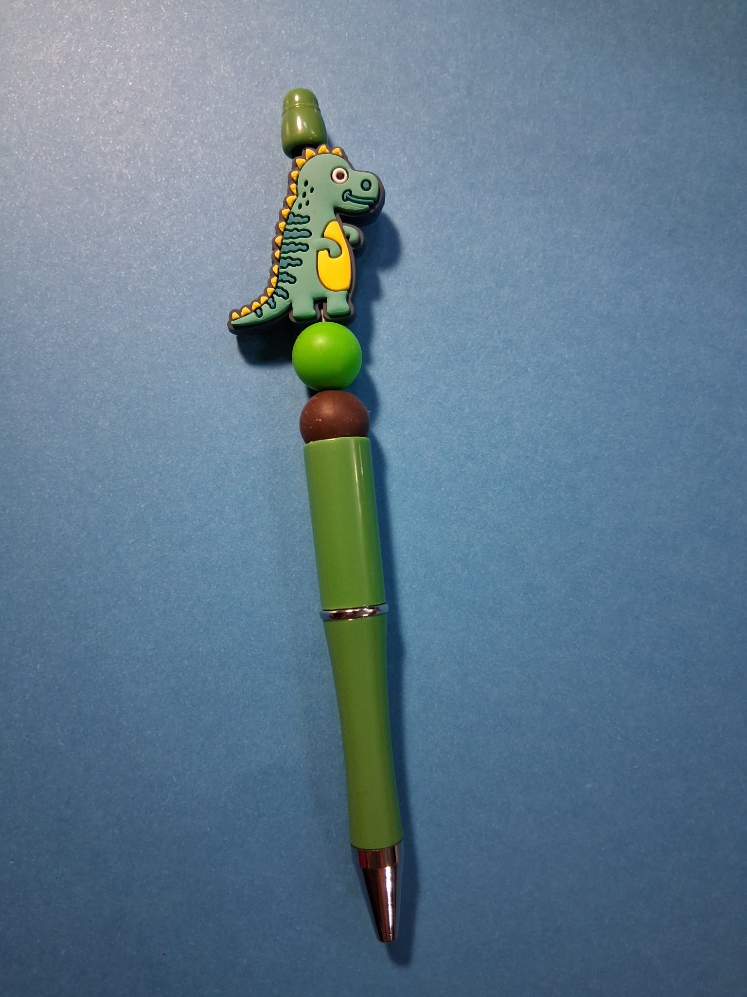 Beaded Pen — 118B T-Rex Dinosaur Charm (Green)